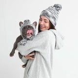 Knit Pom Pom Dog Beanie Hat - Salt and Pepper