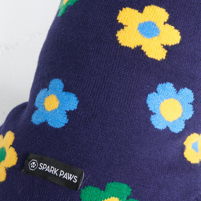 Flower Knit Dog Sweater - Blue Green Yellow