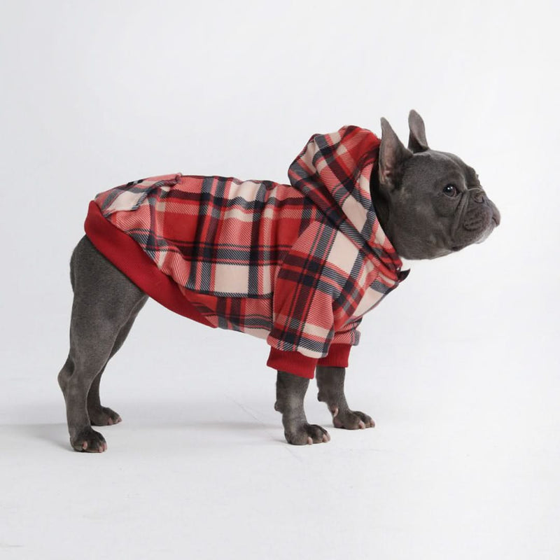 Red Plaid Dog Hoodie