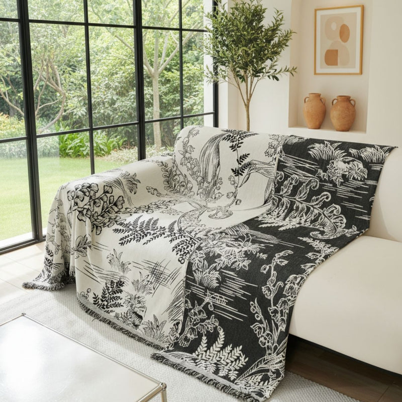 Pet Couch Cover - Lily of The Valley Black