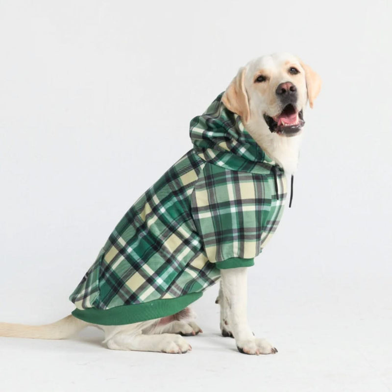 Green Plaid Dog Hoodie