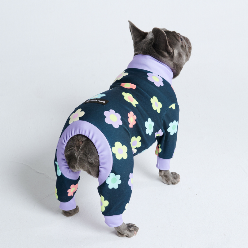 Dog Pajama - Flower Navy