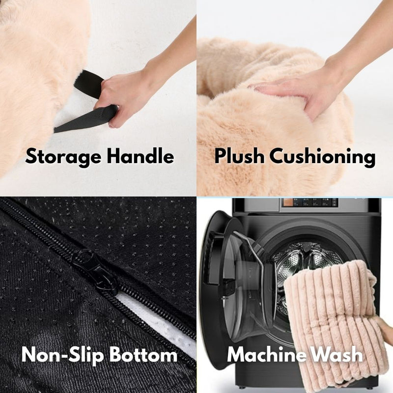 Calming Fluffy Couch Cover Dog Bed - Beige