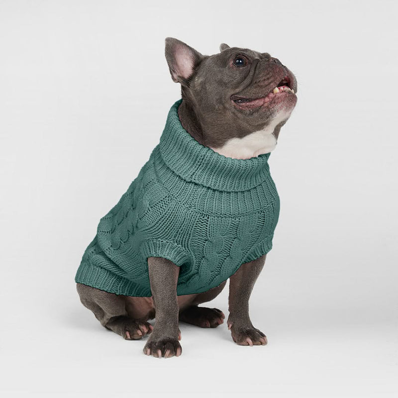 Cable Knit Dog Sweater - Pine Green