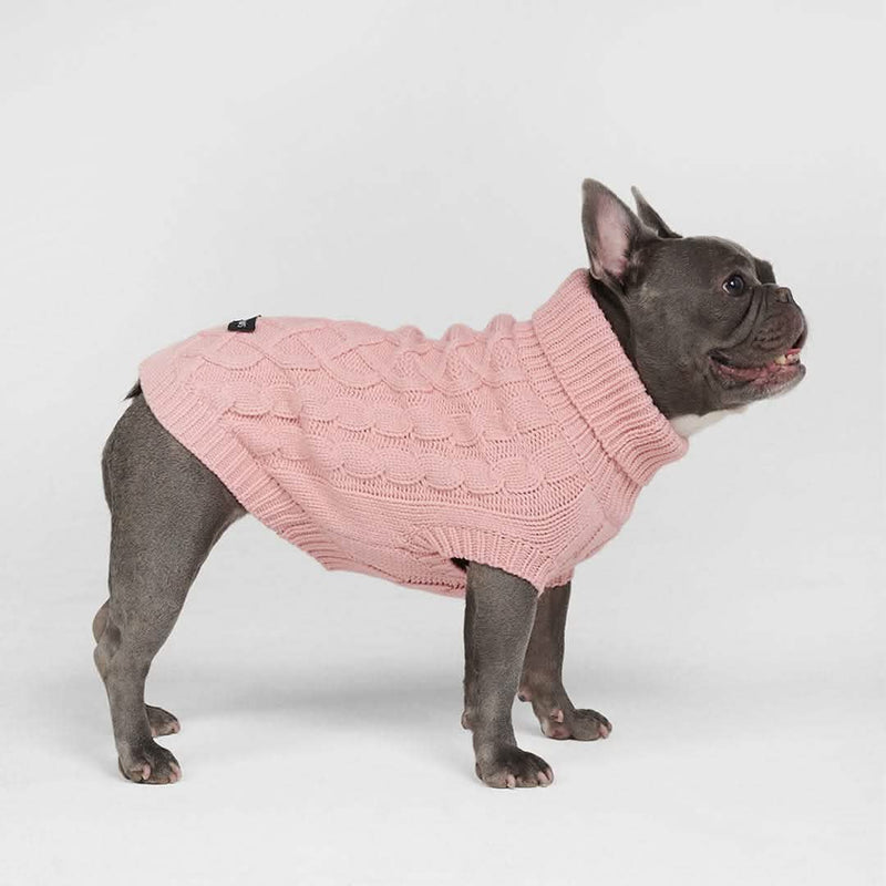 Cable Knit Dog Sweater Pink – SPARK PAWS - Main Image