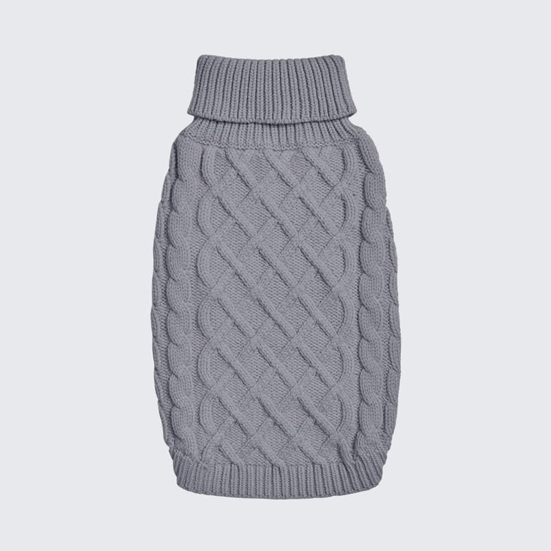 Cable Knit Dog Sweater - Grey