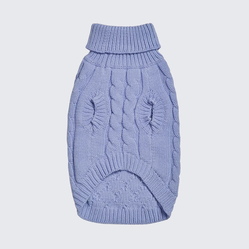 Cable Knit Dog Sweater - Blue