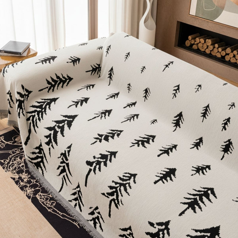 Pine Trees White Couch Cover