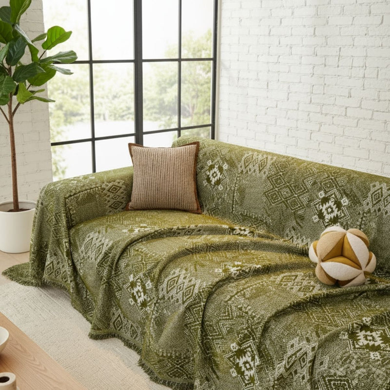 Rustic Boho Green Couch Cover