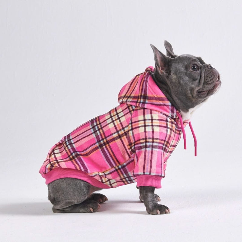 Pink Plaid Dog Hoodie