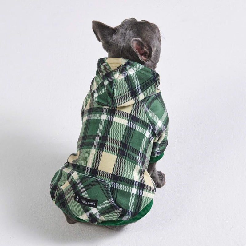 Green Plaid Dog Hoodie