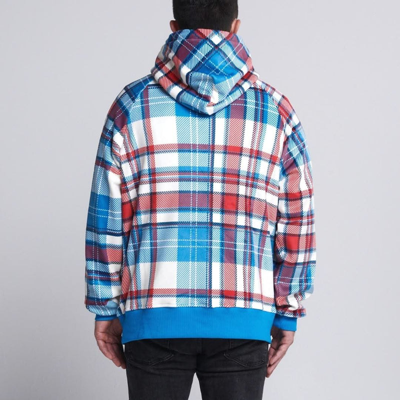 Blue and Red Plaid Human Hoodie