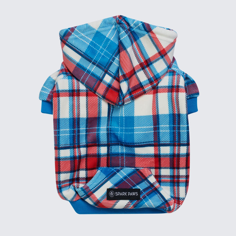 Blue and Red Plaid Dog Hoodie