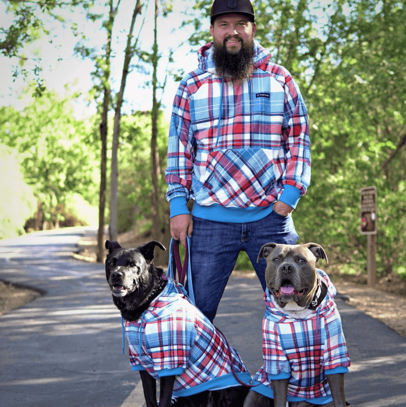 Blue and Red Plaid Human Hoodie