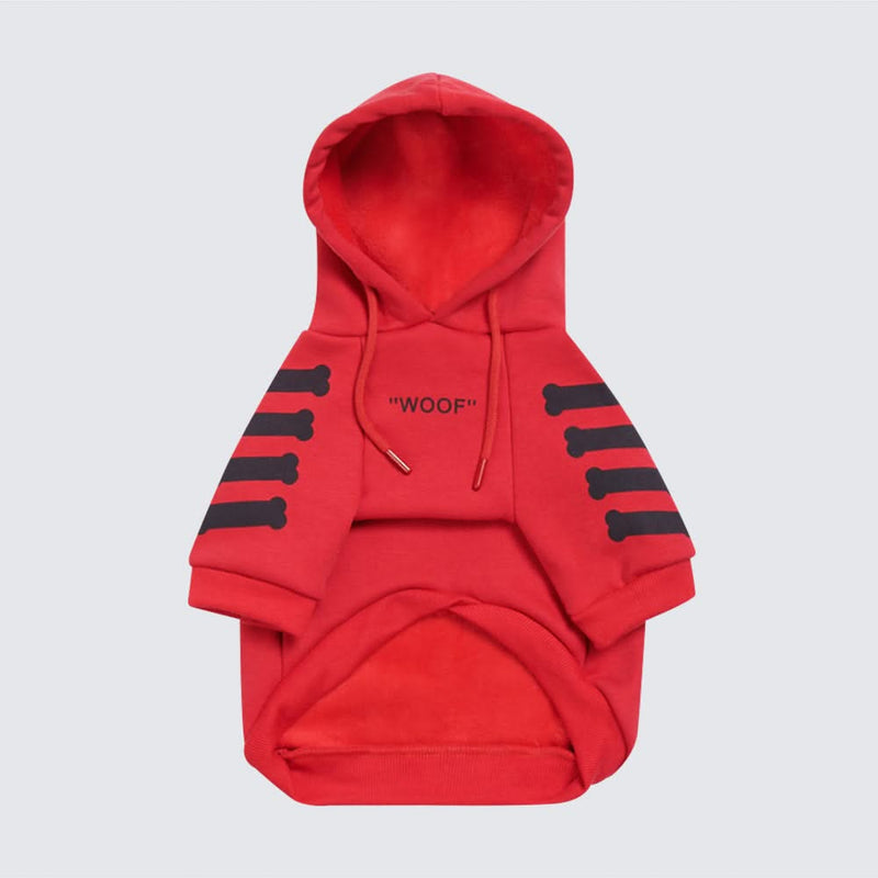 "WOOF" Dog Hoodie - Red